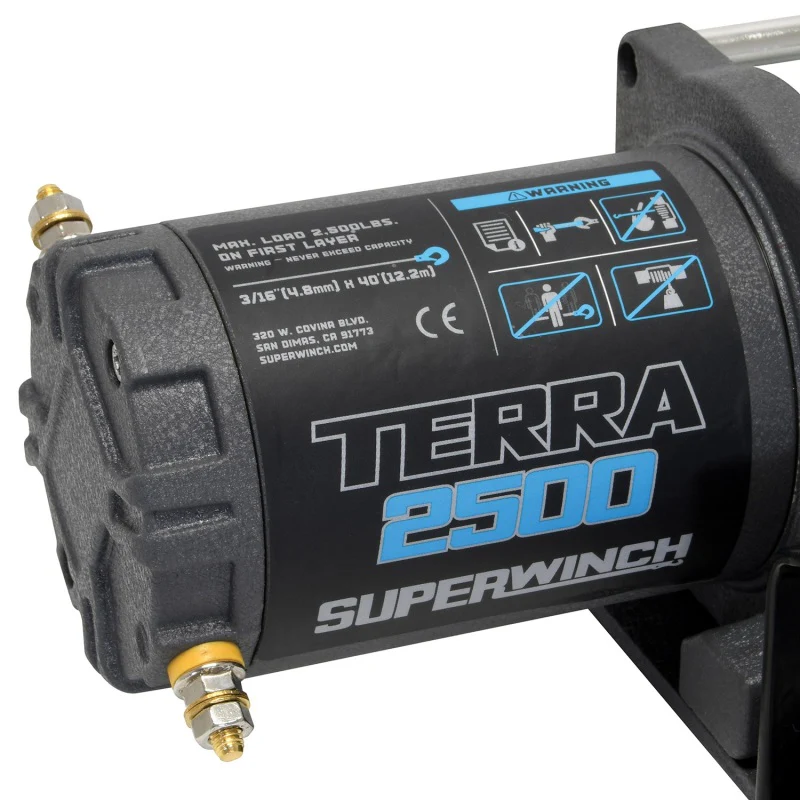 Superwinch 2500 LBS 12V DC 3/16in x 40ft Steel Rope Terra 2500 Winch - Gray Wrinkle - Image 19