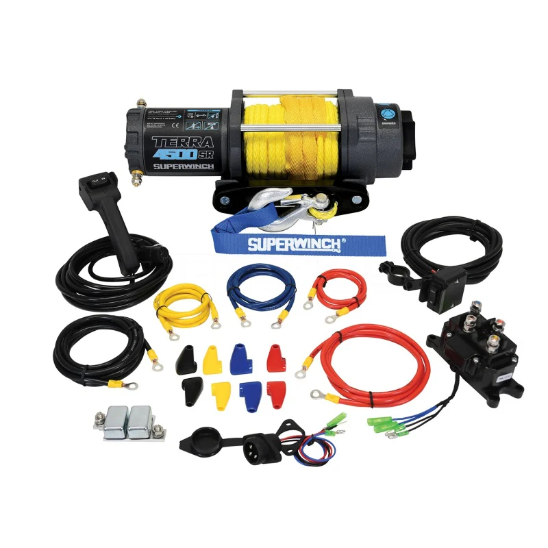 Superwinch 4500 LBS 12V DC 1/4in x 50ft Synthetic Rope Terra 4500SR Winch - Gray Wrinkle - Image 13