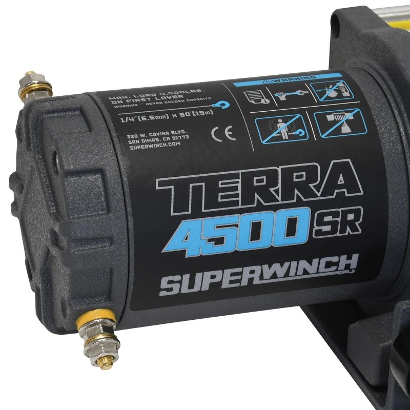 Superwinch 4500 LBS 12V DC 1/4in x 50ft Synthetic Rope Terra 4500SR Winch - Gray Wrinkle - Image 17