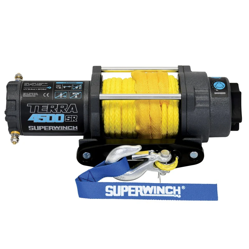 Superwinch 4500 LBS 12V DC 1/4in x 50ft Synthetic Rope Terra 4500SR Winch - Gray Wrinkle - Image 18