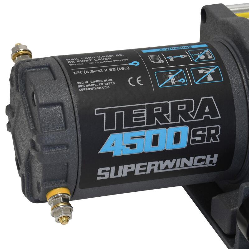 Superwinch 4500 LBS 12V DC 1/4in x 50ft Synthetic Rope Terra 4500SR Winch - Gray Wrinkle - Image 3