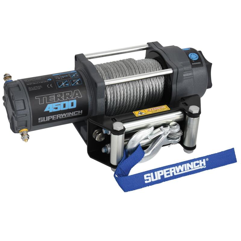 Superwinch 4500 LBS 12V DC 15/64in x 50ft Steel Rope Terra 4500 Winch - Gray Wrinkle - Image 15
