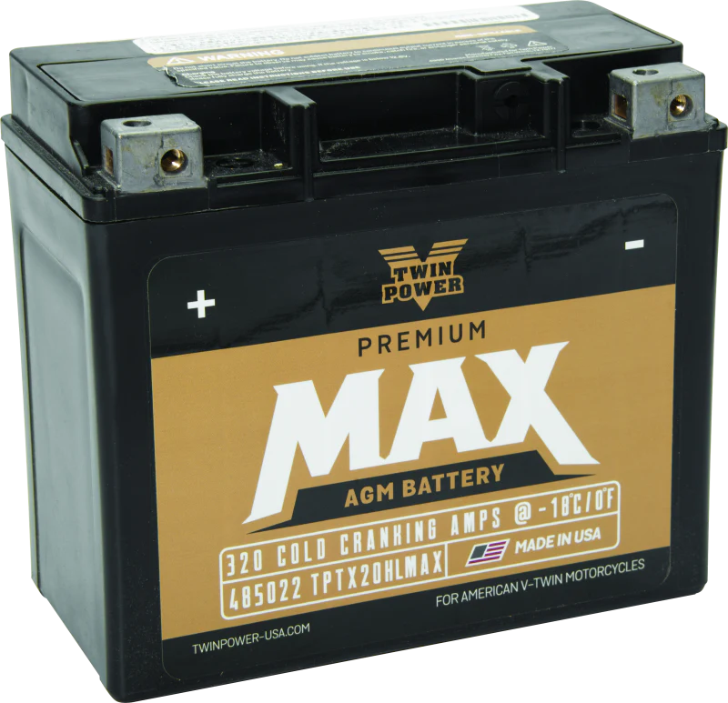 Twin Power GYZ-20HL Premium MAX Battery Replaces H-D 65989-97A Made in USA 320 CCA