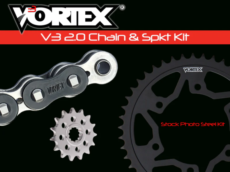 Vortex Racing V3 2.0 Chain and Sprocket Kit 3288-14,452AK-45,520SX3-110- Black