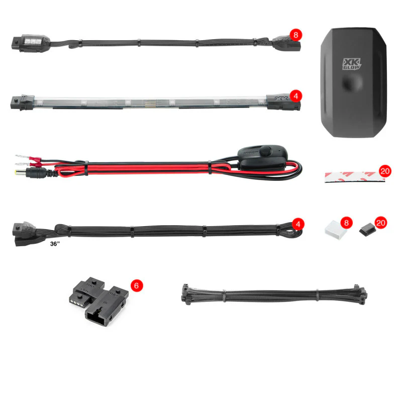 XK Glow Strip Million Color XKCHROME Smartphone App ATV/Motorcycle LED Light Kit 8xPod + 4x10In - Image 2