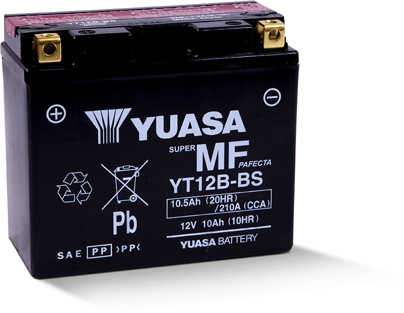 Yuasa YT12B-BS Maintenance Free 12-Volt AGM Battery w/Bottle