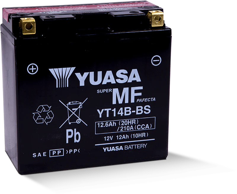 Yuasa YT14B-BS Maintenance Free 12-Volt AGM Battery w/Bottle