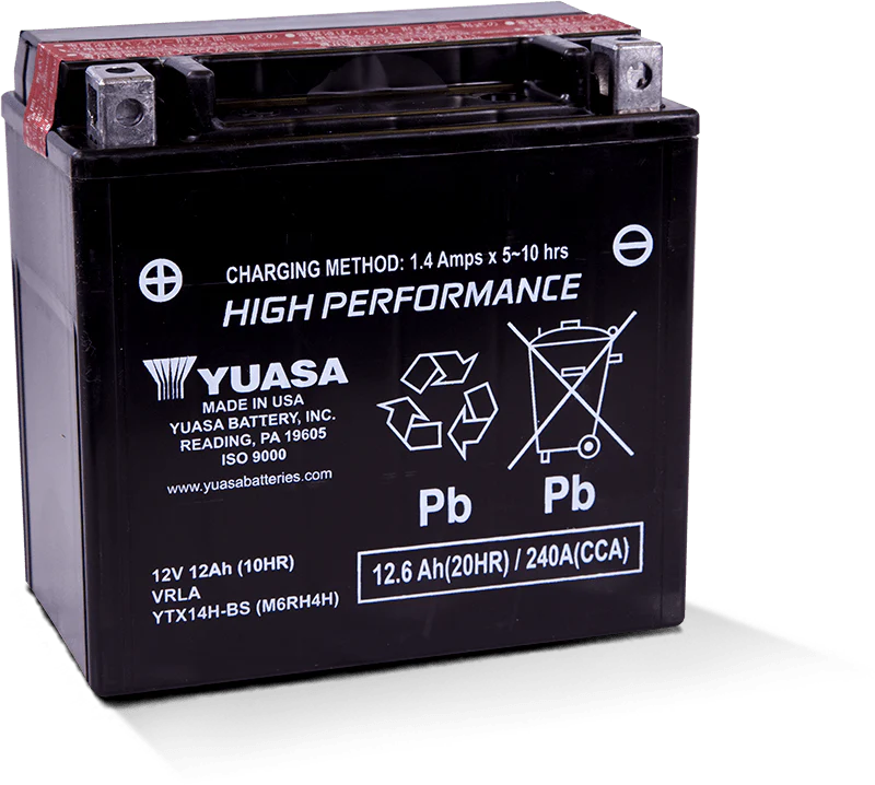 Yuasa YTX14H-BS High Performance AGM 12-Volt Battery w/Bottle
