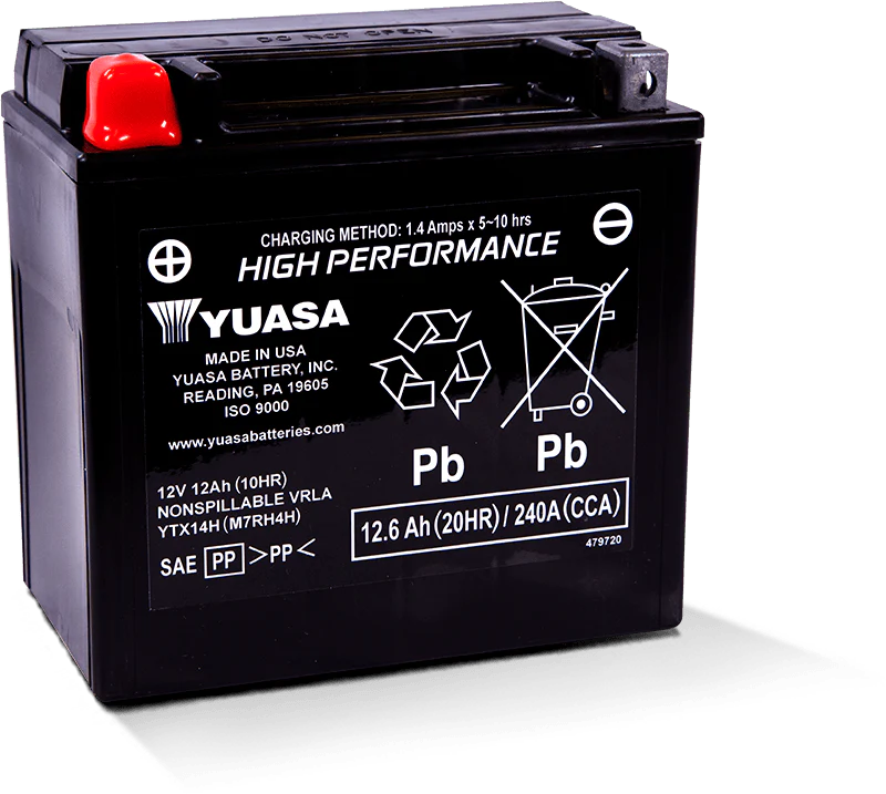 Yuasa YTX14H Maintenance Free AGM 12-Volt Battery