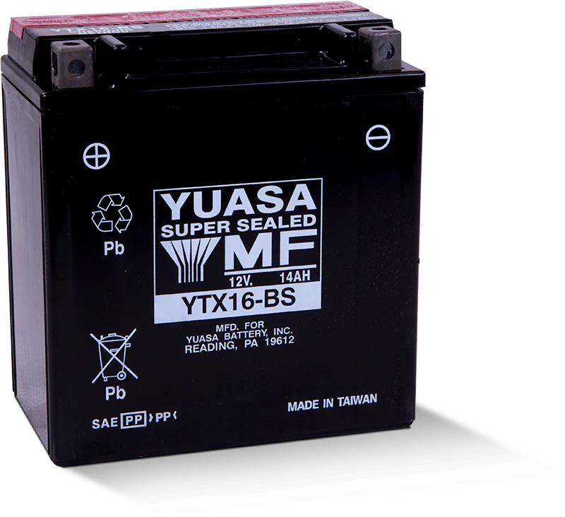 Yuasa YTX16-BS Maintenance Free AGM 12-Volt Battery w/Bottle