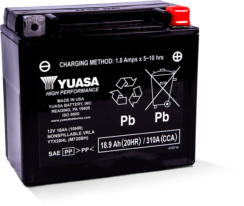 Yuasa YTX20HL Maintenance Free AGM 12-Volt Battery