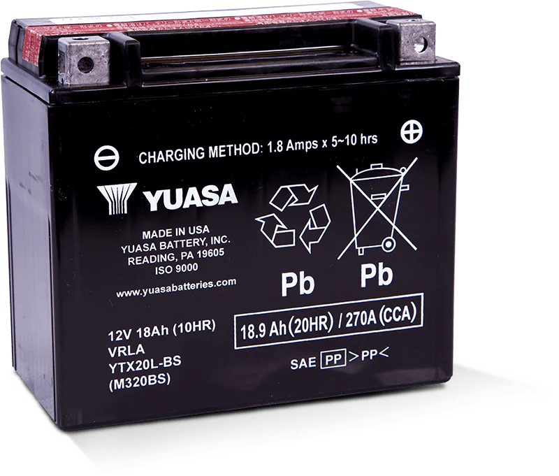 Yuasa YTX20L-BS Maintenance Free AGM 12-Volt Battery w/Bottle