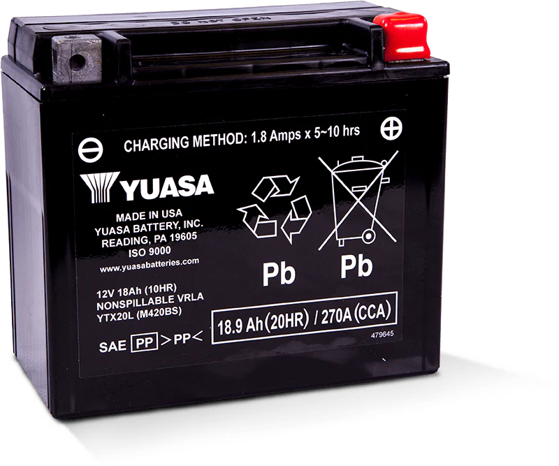 Yuasa YTX20L Maintenance Free AGM 12-Volt Battery