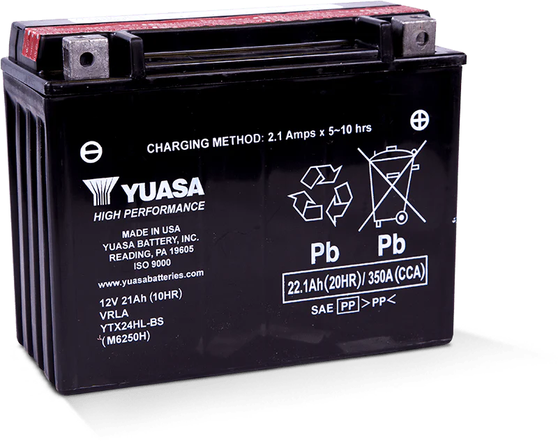 Yuasa YTX24HL-BS High Performance Maintenance Free AGM 12-Volt Battery w/Bottle