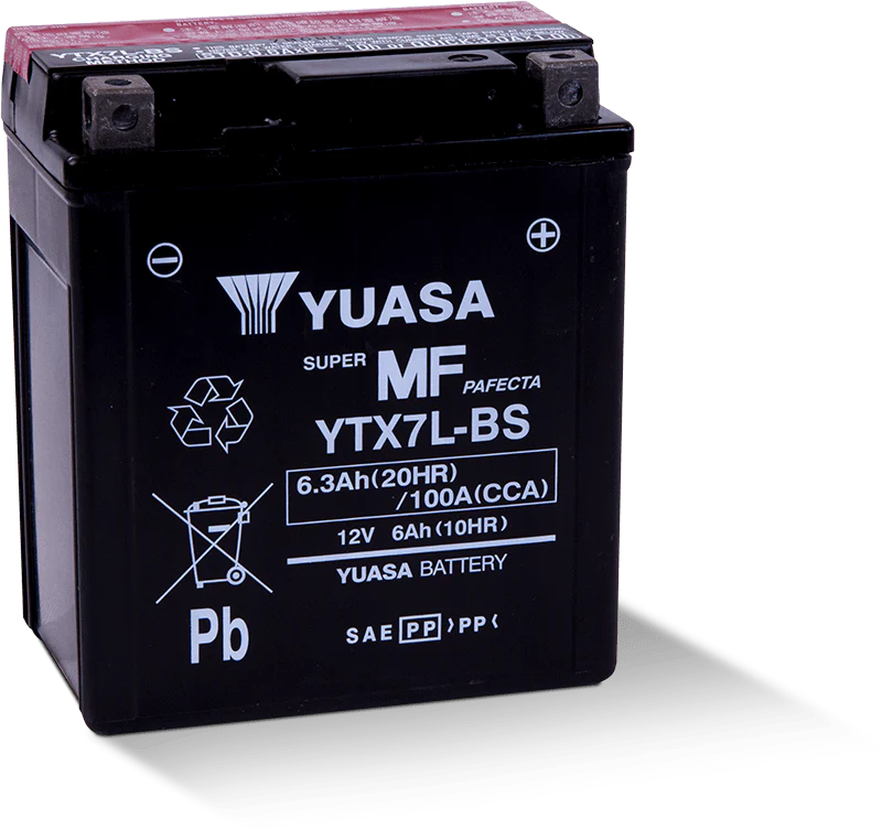 Yuasa YTX7L-BS Maintenance Free AGM 12-Volt Battery w/Bottle